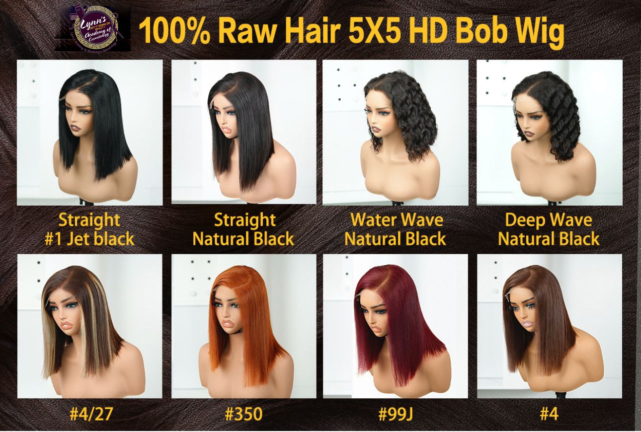 Raw Hair Glueless HD 5x5 Closure Bob Wig
