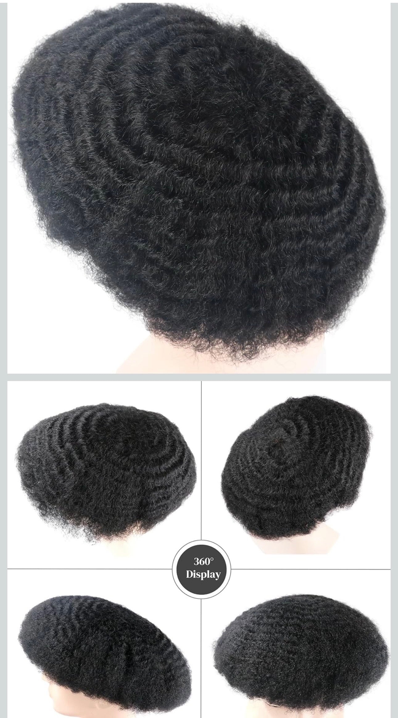 12mm Afro Men Hair Unit