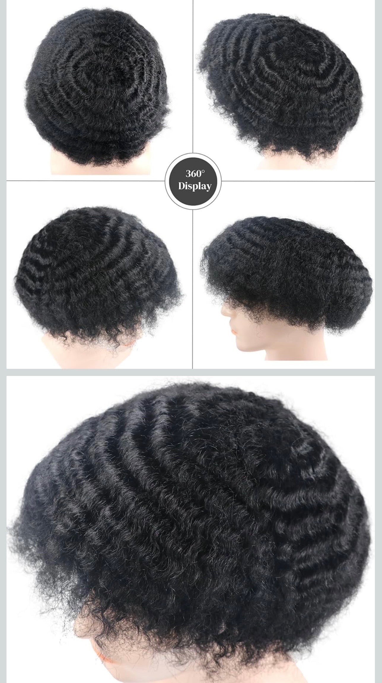 12mm Afro Men Hair Unit